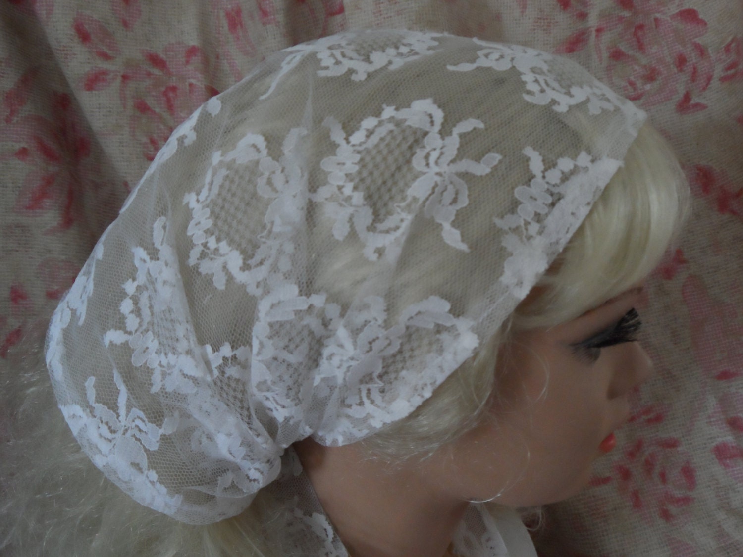 White lace Head Covering Headwrap Prayer Veil Religious