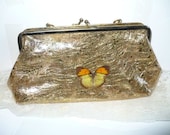 Fall Sale, Fall Gifts, Gold Bridesmaid Clutch, Vintage 1950s Clutch