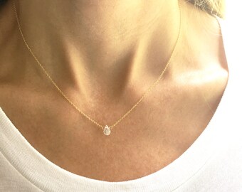 Moonstone Necklace, Moonstone Jewelry, Gold Moonstone Necklace, June Birthstone, Tiny Moonstone, Dainty Necklace
