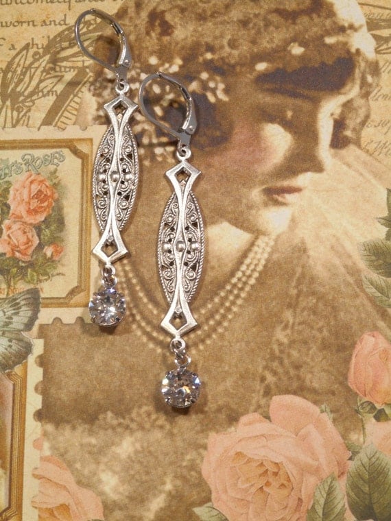 Great Gatsby Earrings 1920s Jewelry Vintage Style by BohemeBijou