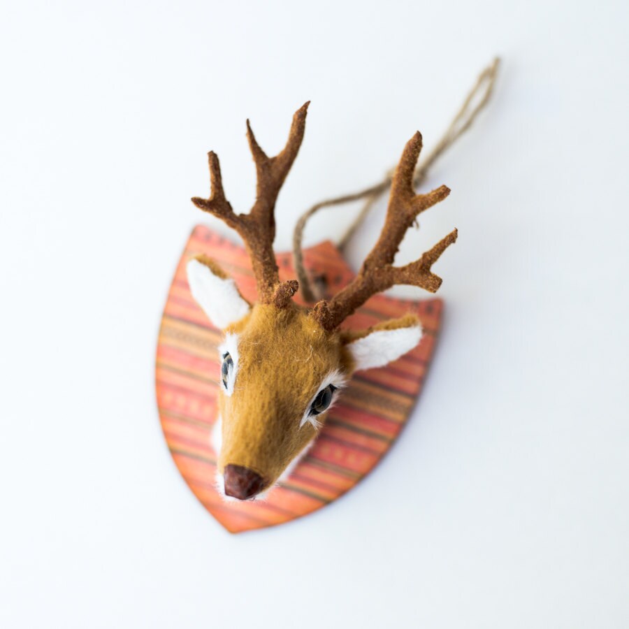 Deer Stag Head Ornament Rustic Woodland Christmas