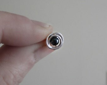 Hematite Studs, Sterling Studs, Black Stud Earrings, Wire Wrap Posts, Stone Stud Earrings,Hematite Posts, Hypoallergenic,Small Stud Earrings