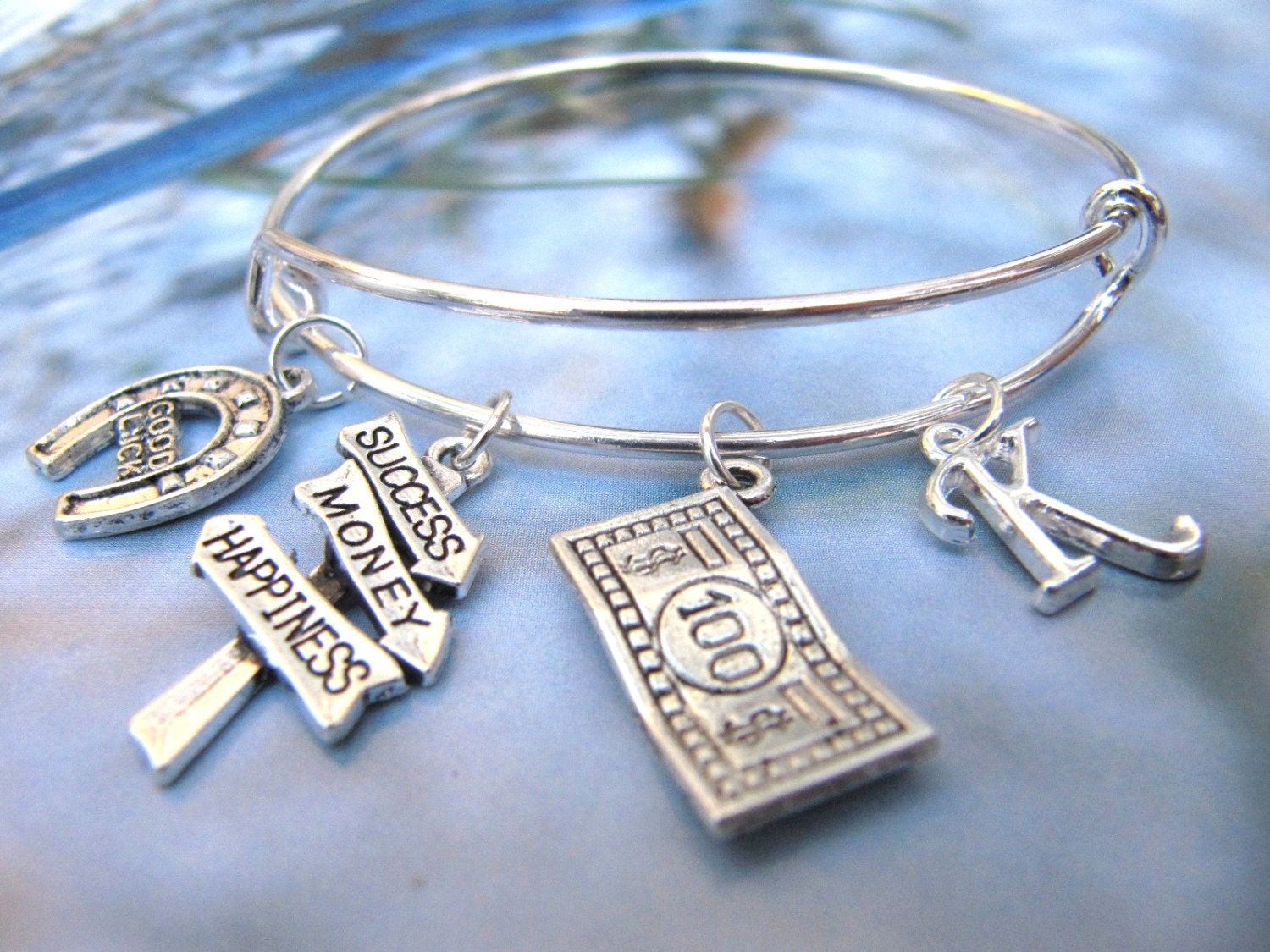 Money Bangle Bracelet Good Luck Charm Bracelet by ElegantLook