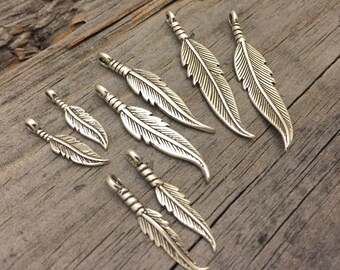 Sterling Silver Feather Charm Jewelry Findings Jewelry Supplies