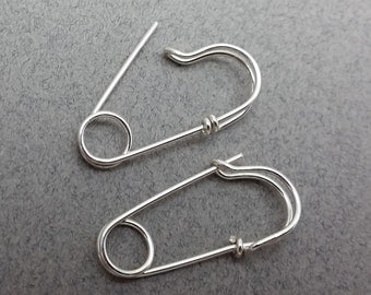 One Pair of Sterling Silver Safety Pin Earrings