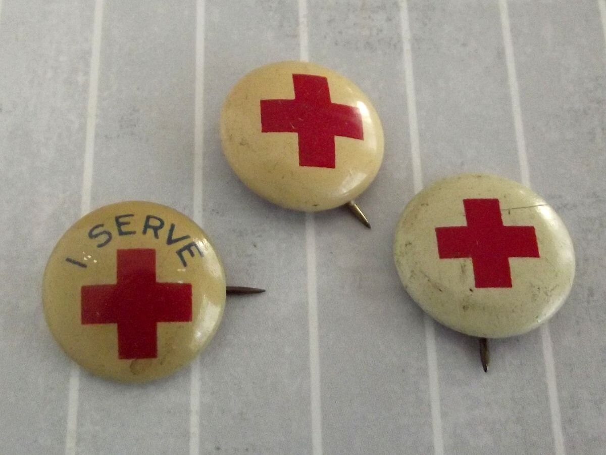 3 Vintage Tiny Red Cross Pinback Buttons Geraghty Company