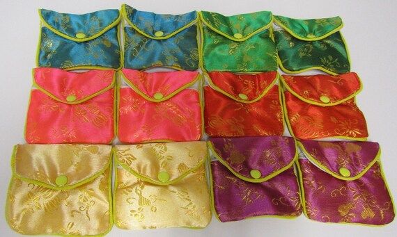 12 Pack Silk Pouches with Zipper // CHINESE BROCADE CUTE