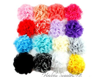 Petite Lace Chiffon Flowers 3.5 inch - Fabric Flowers, Flowers for Hair, Flowers for Headbands, Baby Flower Headband, Hairbow Supplies, Etc.