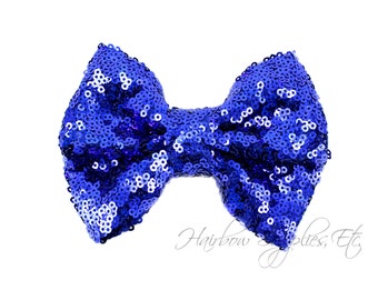 Royal Large Sequin Bows 4 inch Bows - Bow Applique, Sequin Bow, Large Bows, Big Bows, Wholesale Bows, Sequin Bow Tie, Sequin Bow Headband
