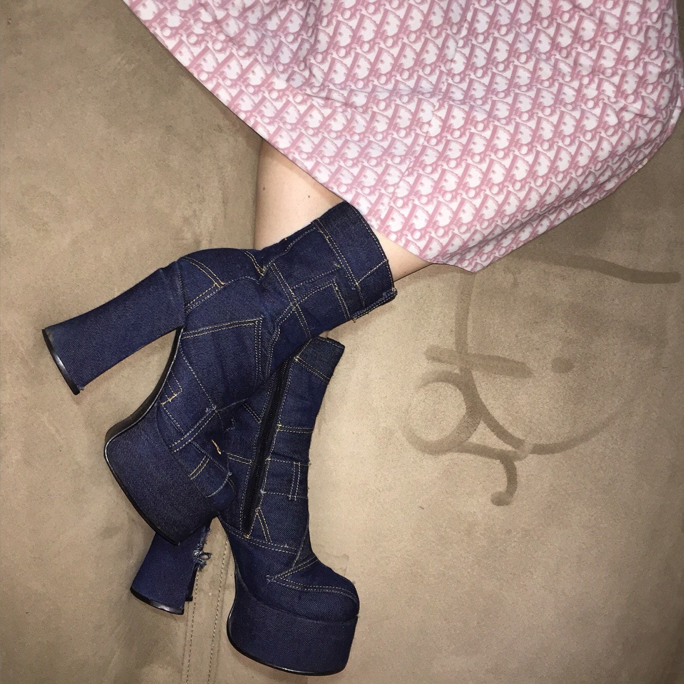 platform denim boots