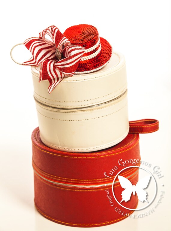 Christmas Candy Cane Mini Top Hat...Peppermint Red and White