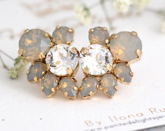 Gray Earrings, Gay Opal Earrings, Bridal Gray Earrings, Bridesmaids Earrings, Gift For her, Gay Opal Swarovski Earrings, Gray Opal Studs