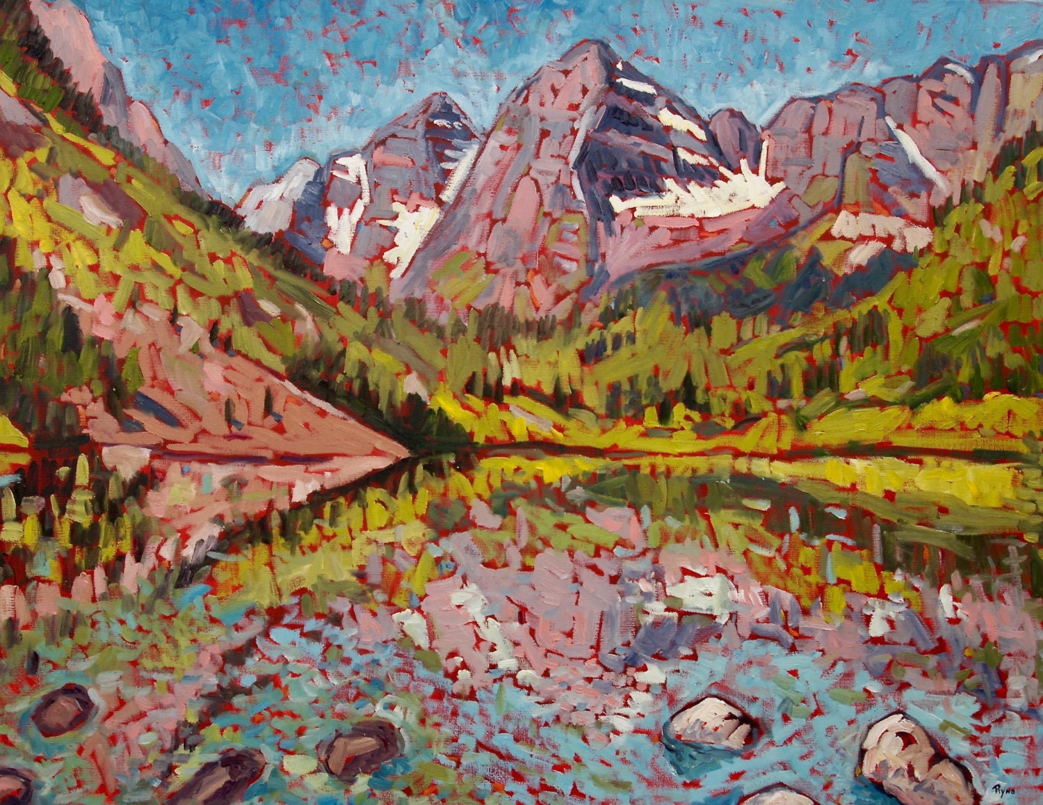Maroon Bells Painting Original Oil Home Decor Wall Art