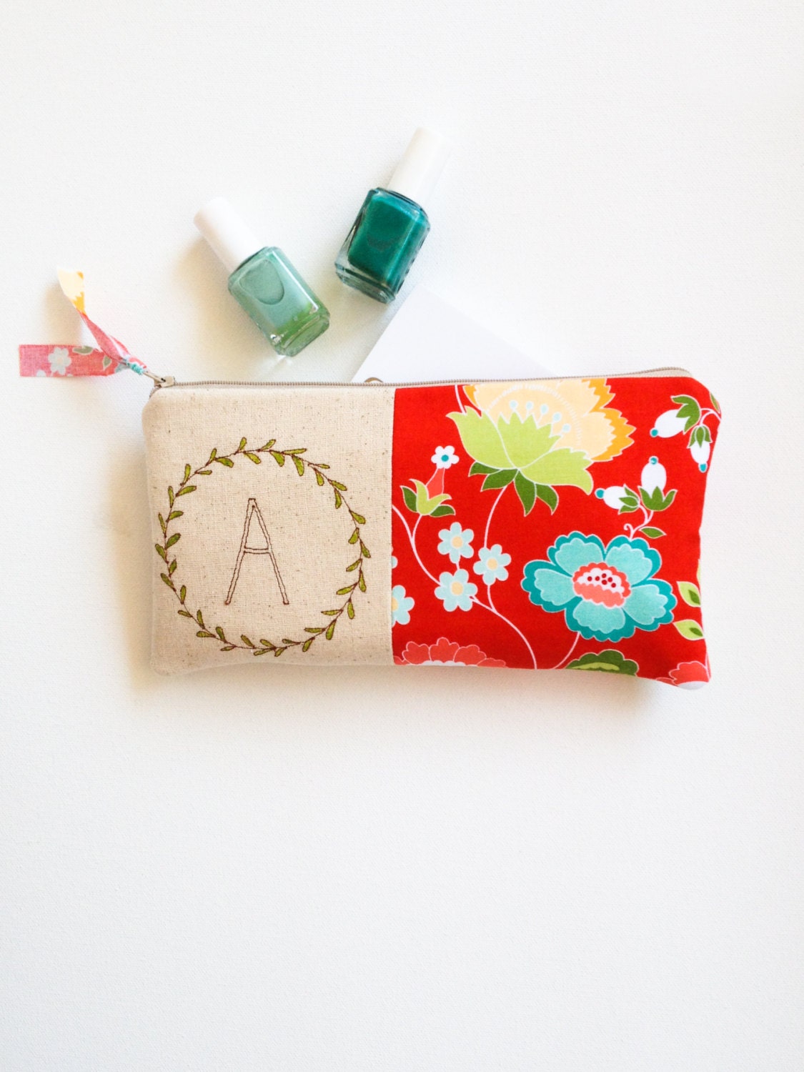 Monogram Cosmetic Bag Personalized Bridesmaid by MamaBleuDesigns