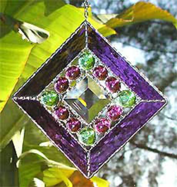 Stained Glass Sun Catcher Purple Stained Glass Suncatcher