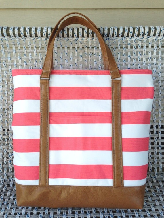 Large canvas tote/purse/carry on bag/teacher bag/diaper bag in