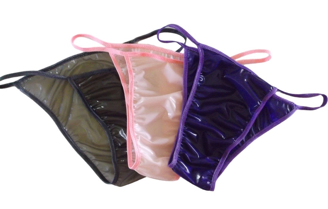 Men's HALF Back Brazilian Bikini LATEX Rubber Shiny Jelly