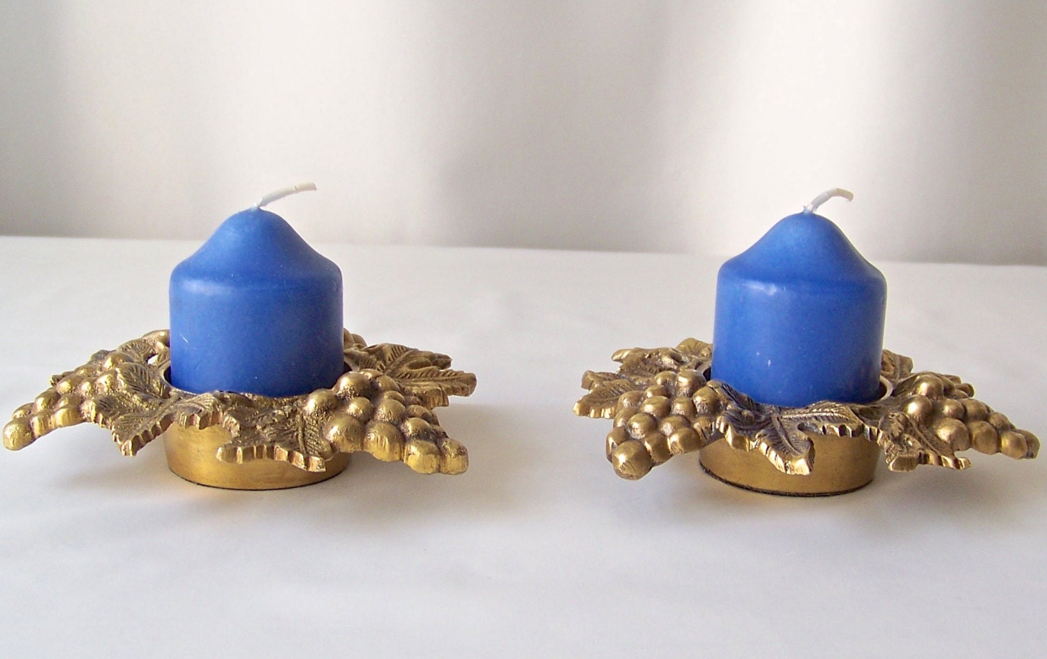 Vintage Solid Brass Candle Holders Grape Cluster by CynthiasAttic