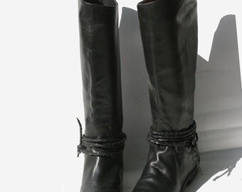 PERFECT vintage black leather RIDING boots 6.5 / 6