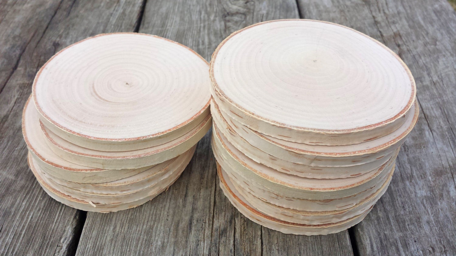 12 White Birch Wood Rounds 3.5 inch Wood Rounds by rachaelsscraps