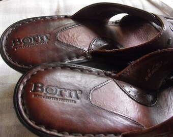 New BORN shoes size 9 brown womens sandals Like new Leather ladies high heel sandal