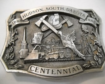 Belt Buckle 1988 Hudson South Dakota Centennial Limited Edition #328 Belt Buckle Free Shipping