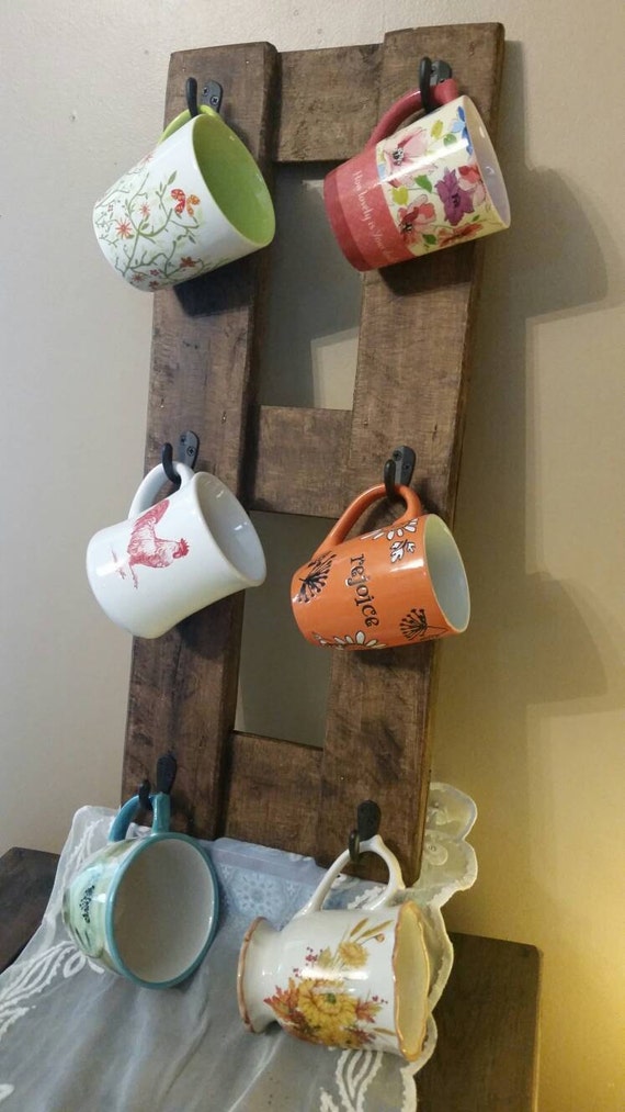 6 Cup Coffee Mug Cup Holder Rustic Reclaimed Pallet Wood
