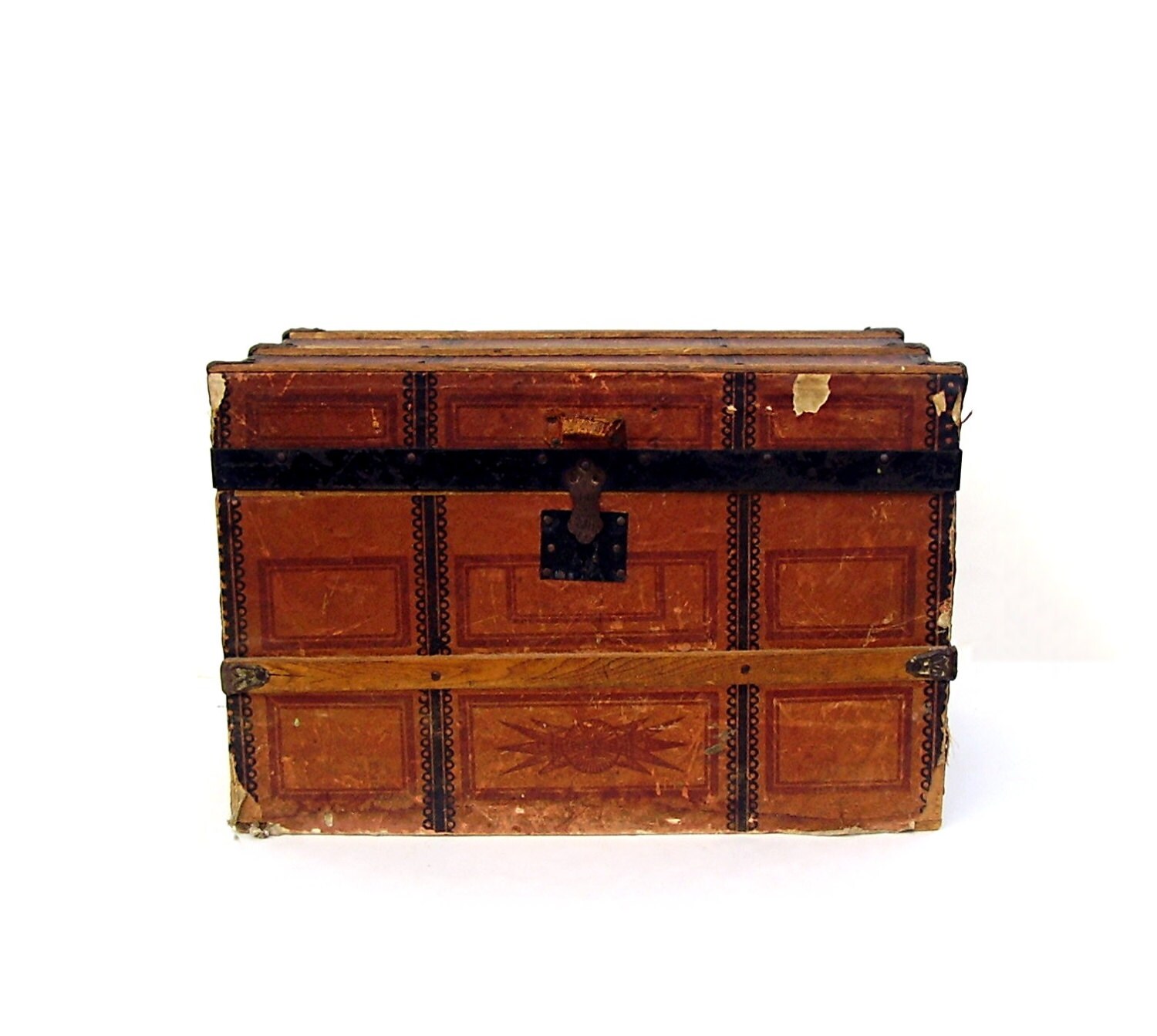 Antique Steamer Trunk Victorian Travel Trunk Paper Lithograph