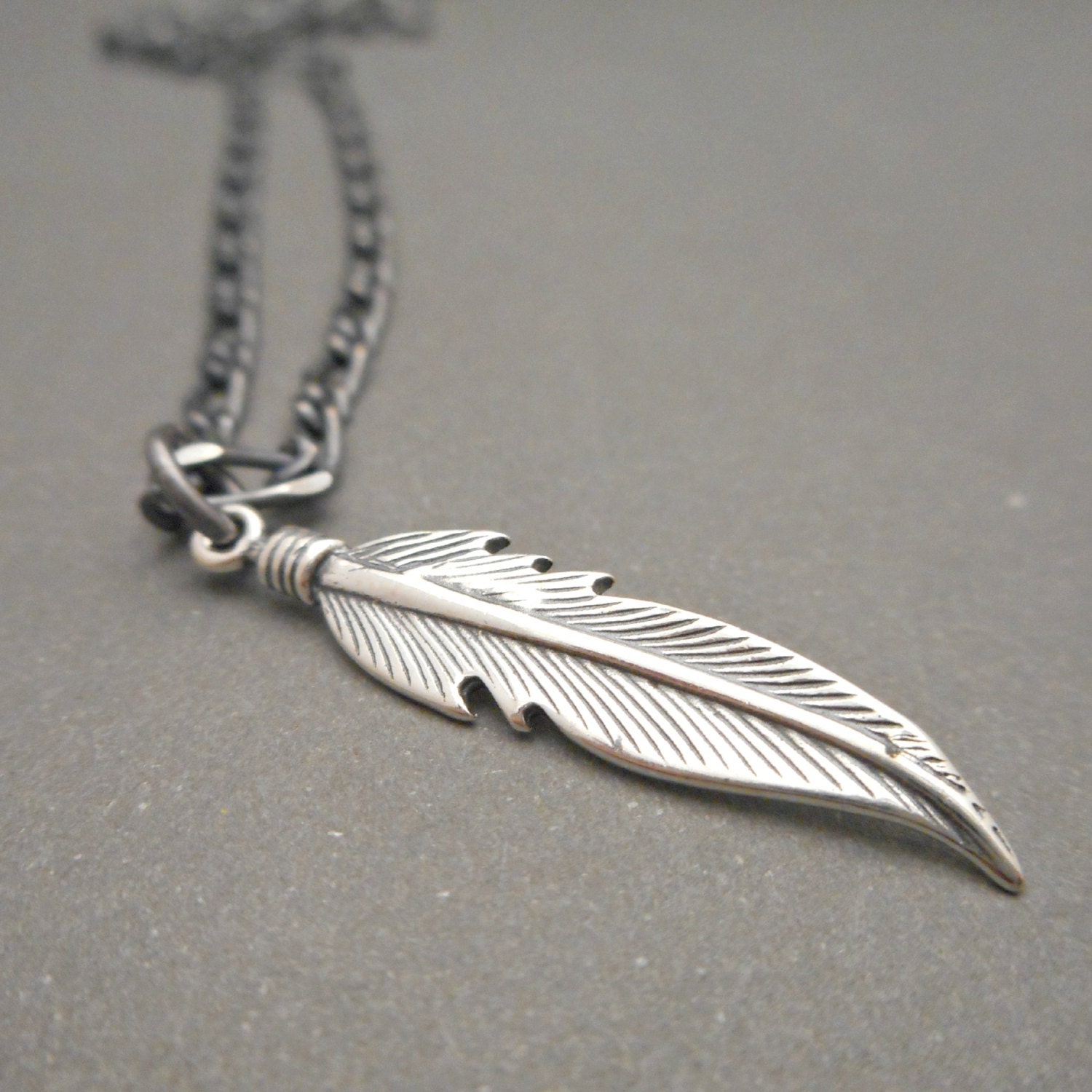 Mens Feather Necklace Mens Necklace Feather Pendant Mens