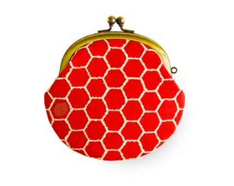 Metal frame coin purse // Hexagon Orange
