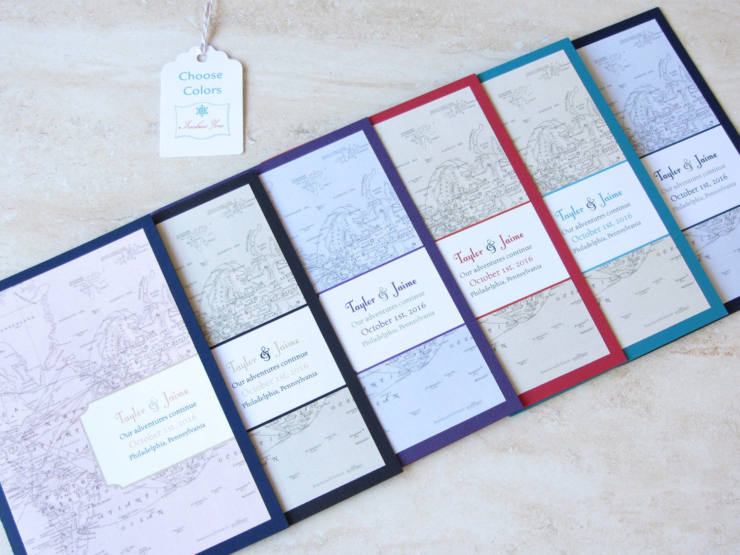 Vintage Wedding Invitation Booklet Vintage Map