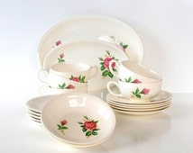 Popular items for pink rose dinnerware on Etsy