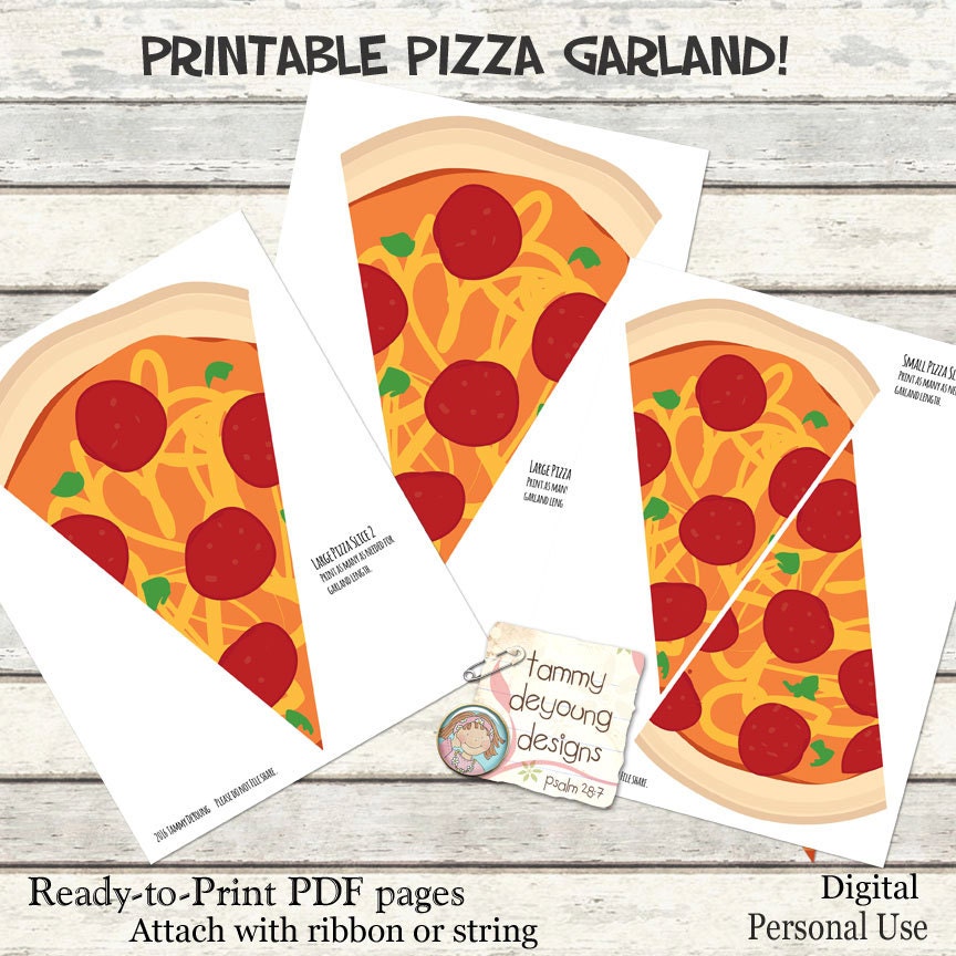 pizza for party decorations Banner Pizza Printable Pizza by Party Party Garland