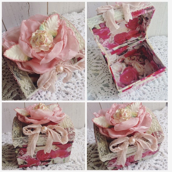 Wedding Ring Box Handmade Roses Jewelry Box by ShabbyChicJCouture