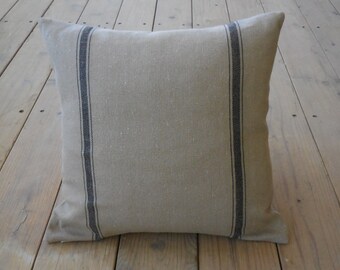 French Grain Sack Pillow, Tan black stripes, Farmhouse Pillows, Shabby Chic, INSERT INCLUDED