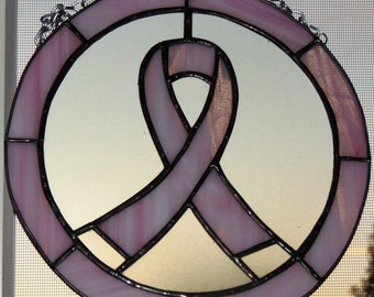 Breast Cancer Awareness Stained Glass Ribbon