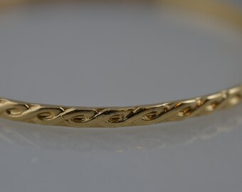 14k Gold Bangle Bracelet / Skinny Stacking/Stack Bangle / Rope / Braid / Modern / Simple