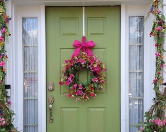 Sneak Peek - Pink Floral Wreath - 18"