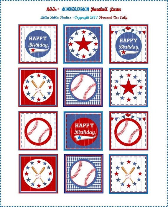 BASEBALL CUPCAKE TOPPERS Personalized Printable Download