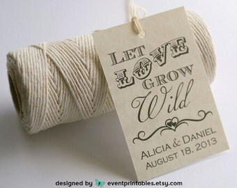 Let Love Grow Wild Favor Tags, Printable Wedding Favor Tags, Bridal Shower Tags, Personalized Gift Tags by Event Printables