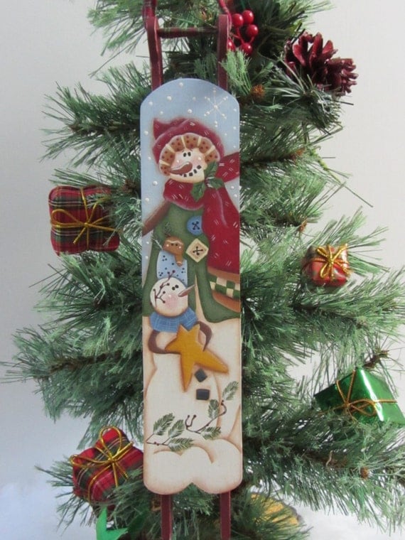 Snowman Sled Christmas Ornament Holiday Decoration Hand