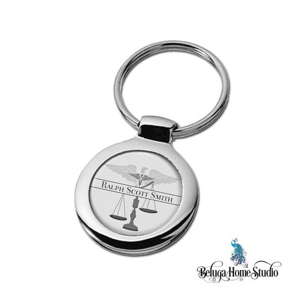 Personalized Attorney Keychain Scales of Justice Lawyer Gift