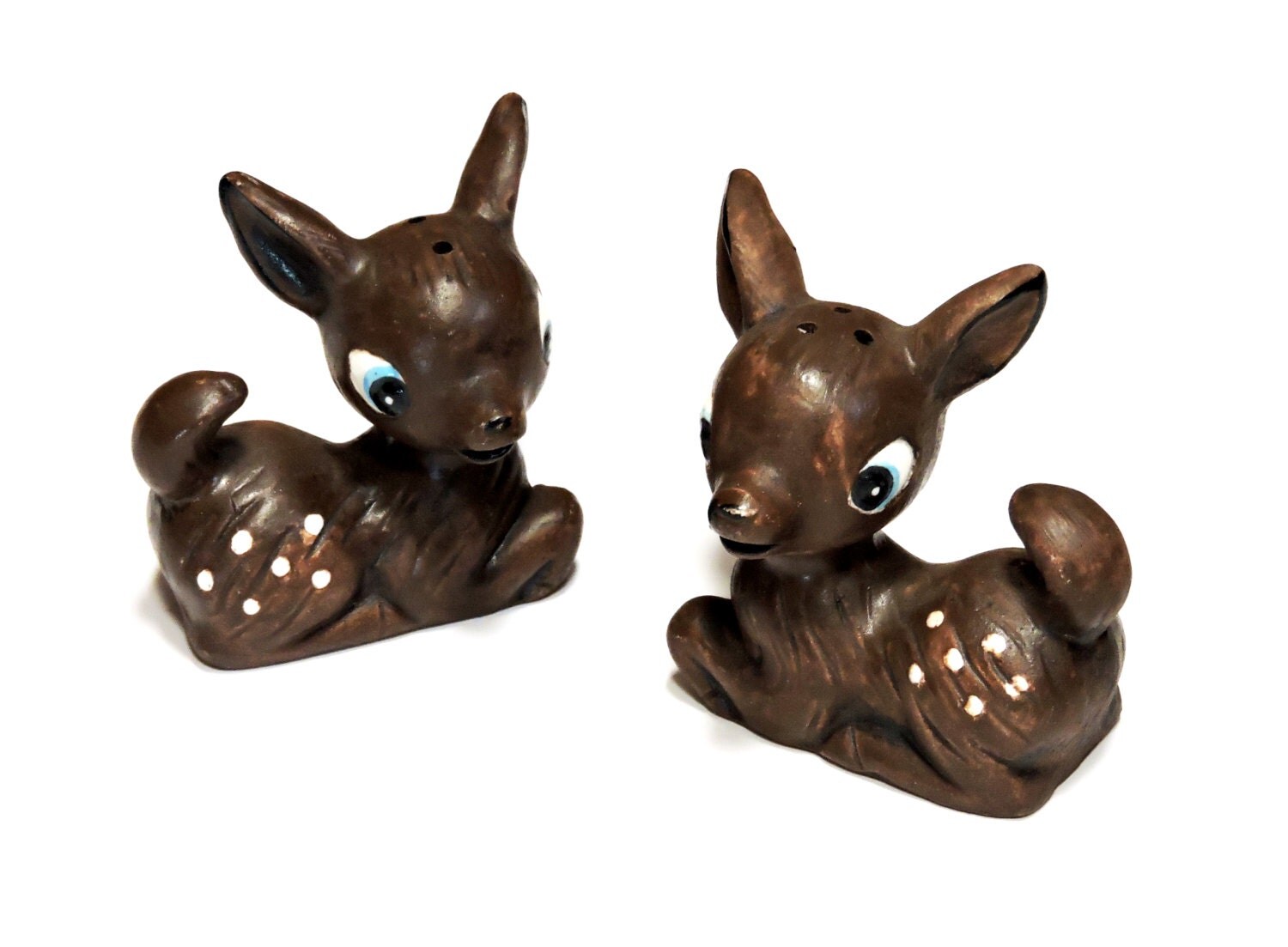 Ceramic Deer Salt and Pepper Shakers Vintage Woodland Fawn