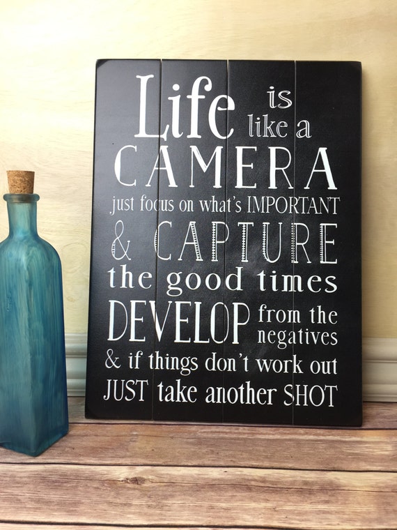 Life is Like a Camera Wood Sign Wall Art Camera Art