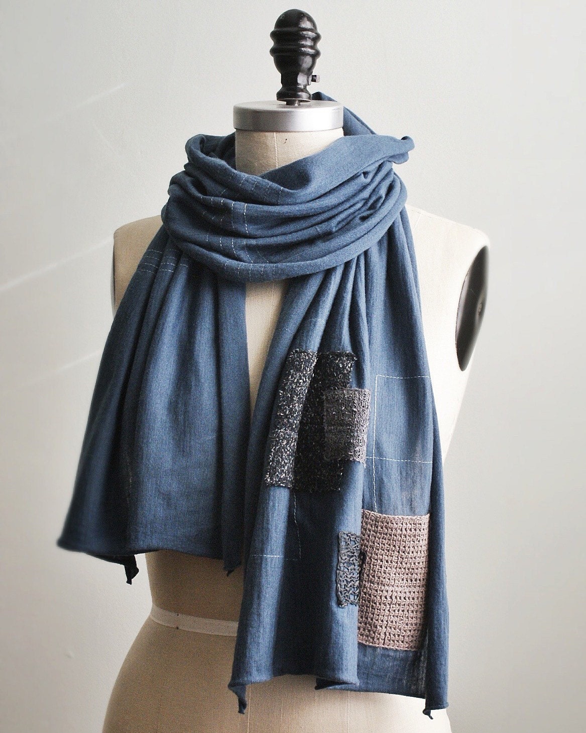 PatchWork Scarf blue by HITOKOO on Etsy