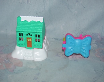 1994/1995 Bluebird Polly Pocket McDonalds Premiums - Winter Chalet, Bow Shaped Watch/Bracelet - Fast Food Polly Toys