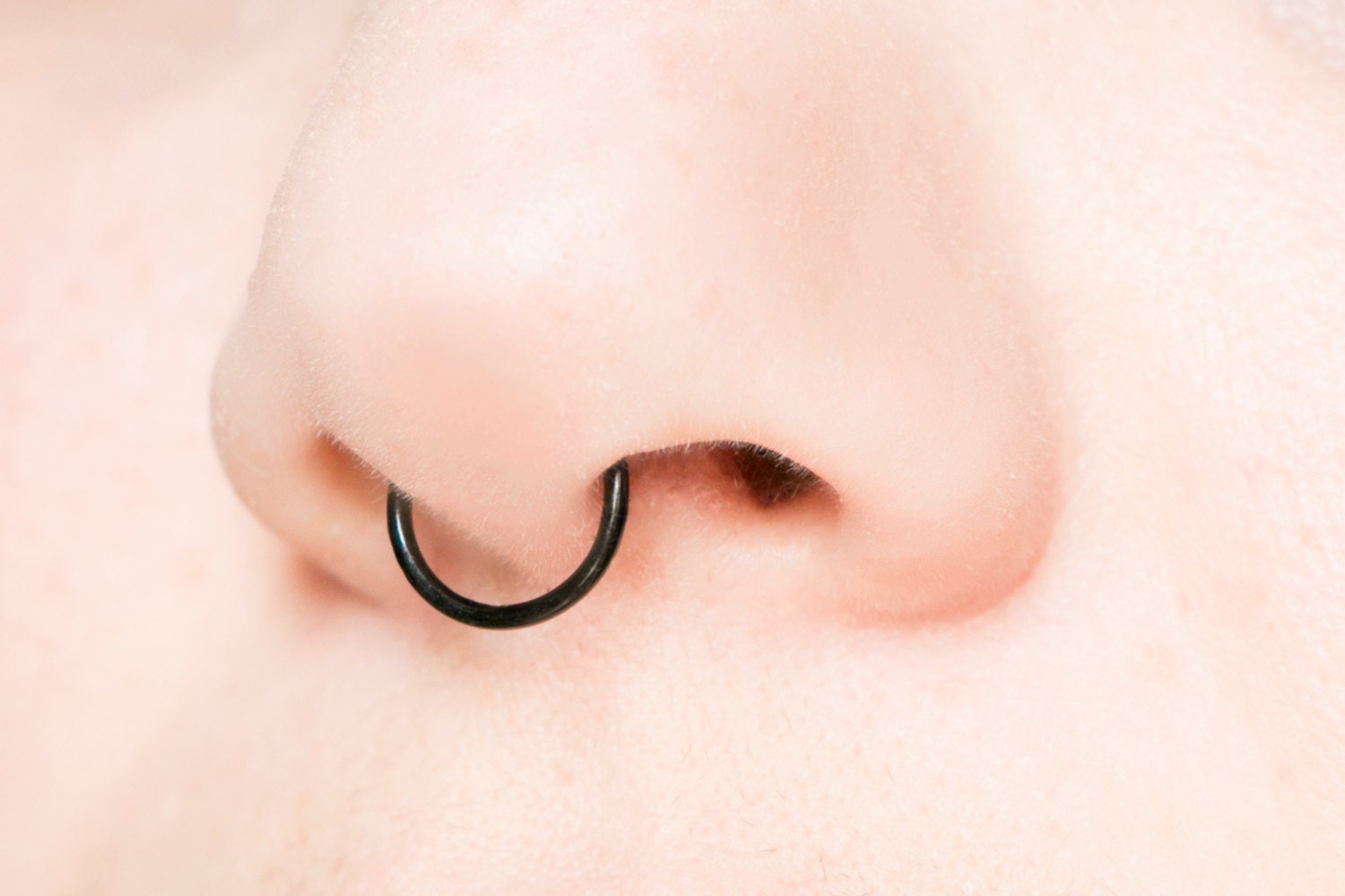 Thick Fake Septum Ring 18 gauge BLACK Nose Cuff by CurlyCuffs