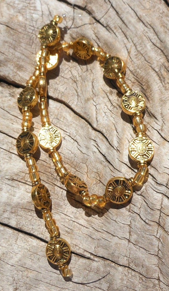 Gold Plated Fancy Textured Beads E Beads Antiqued Gold