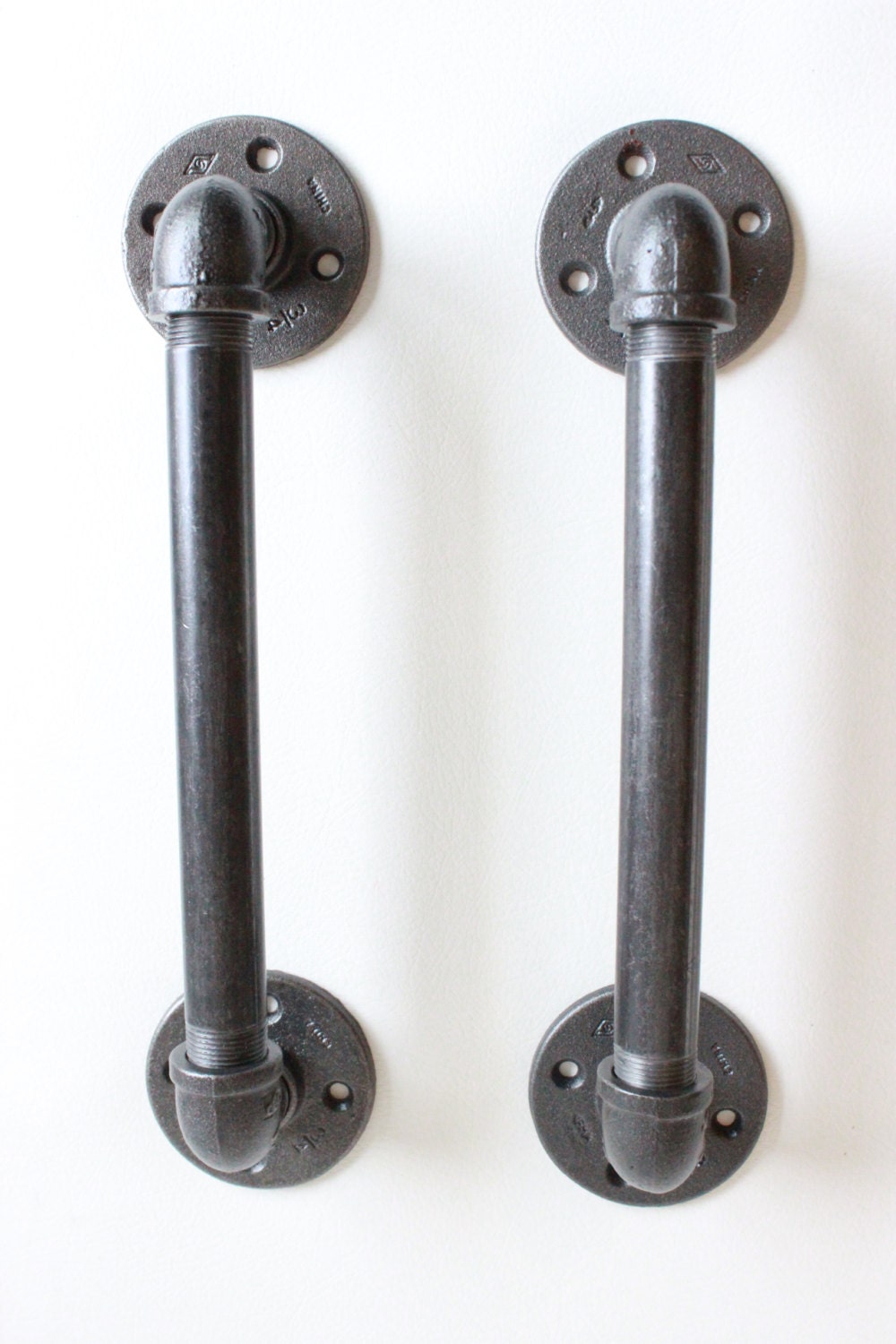 2 Industrial Door Handles Black Pipe Door pulls by HanorManor