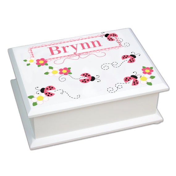 Personalized Ladybug Jewelry Box Personalized Girls White